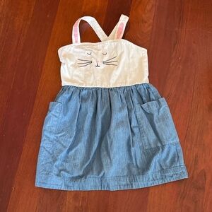 Hanna Andersson Easter bunny dress with Denim Skirt